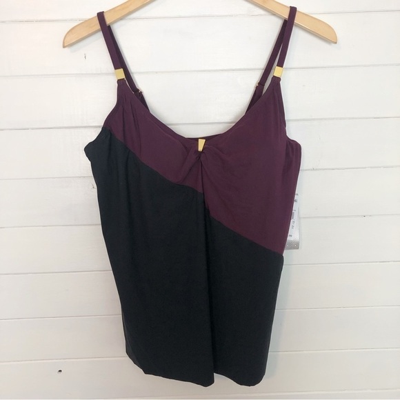 Amoressa Phantom Lauren Tankini Top Plum Wine Purple Black Swim - Picture 4 of 8